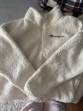 Champion Cream Sherpa Zip Pullover Jacket